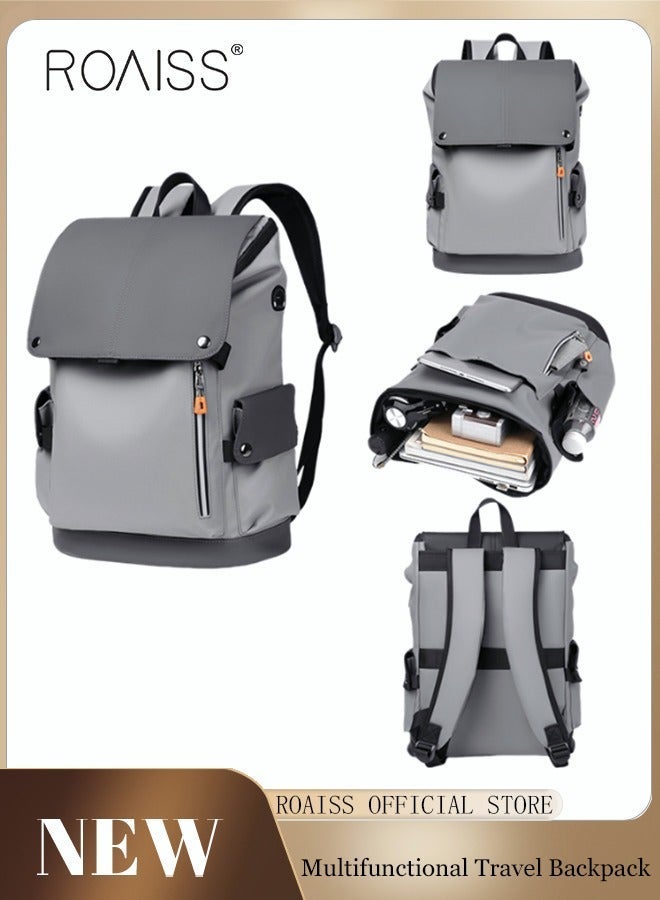 roaiss Stylish Backpack, Large Capacity Travel Backpack, 15.6-inch Laptop Bag with Snap Buttons and Multiple Pockets, Waterproof Boarding Bag with USB Charging Port, Suitable for Travel, Work, School or Outdoor Activities - Image 2